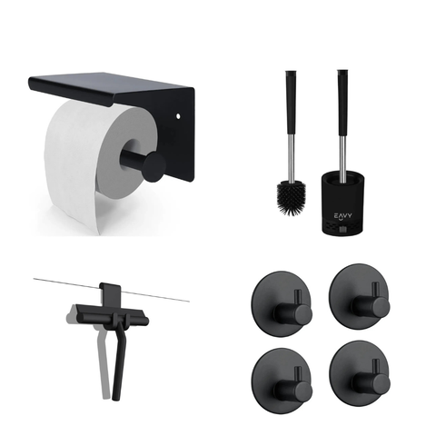 Complete badkamer starter set met matchende toiletaccessoires