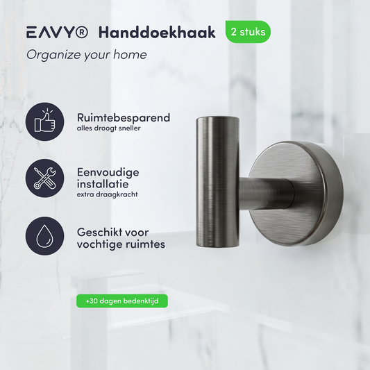 EAVY - Handdoekhaak set van 2 - Boren - Schroef - Gun Metal