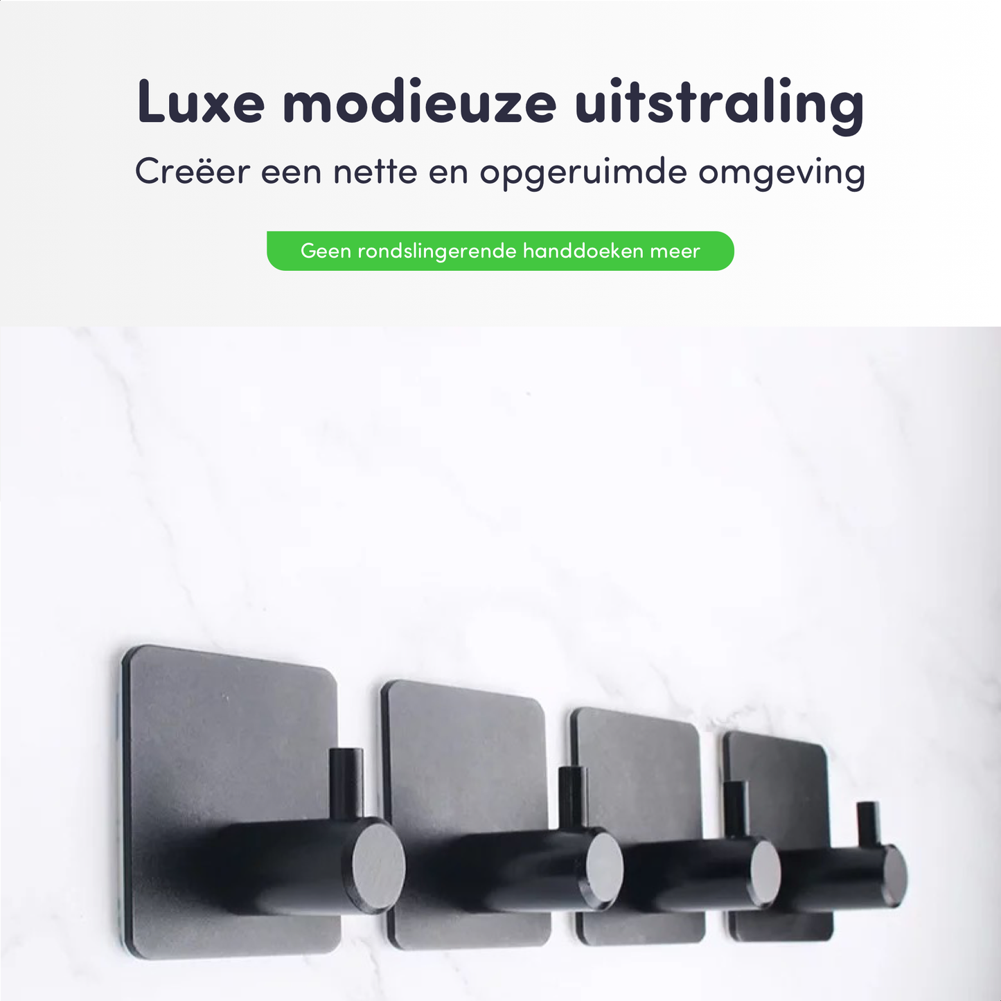 EAVY Handdoekhaakjes Zelfklevend Zwart - 2x Zelfklevende Haakjes - Handdoekhouder - Plakhaakjes - Wandhaak - EAVY.NL