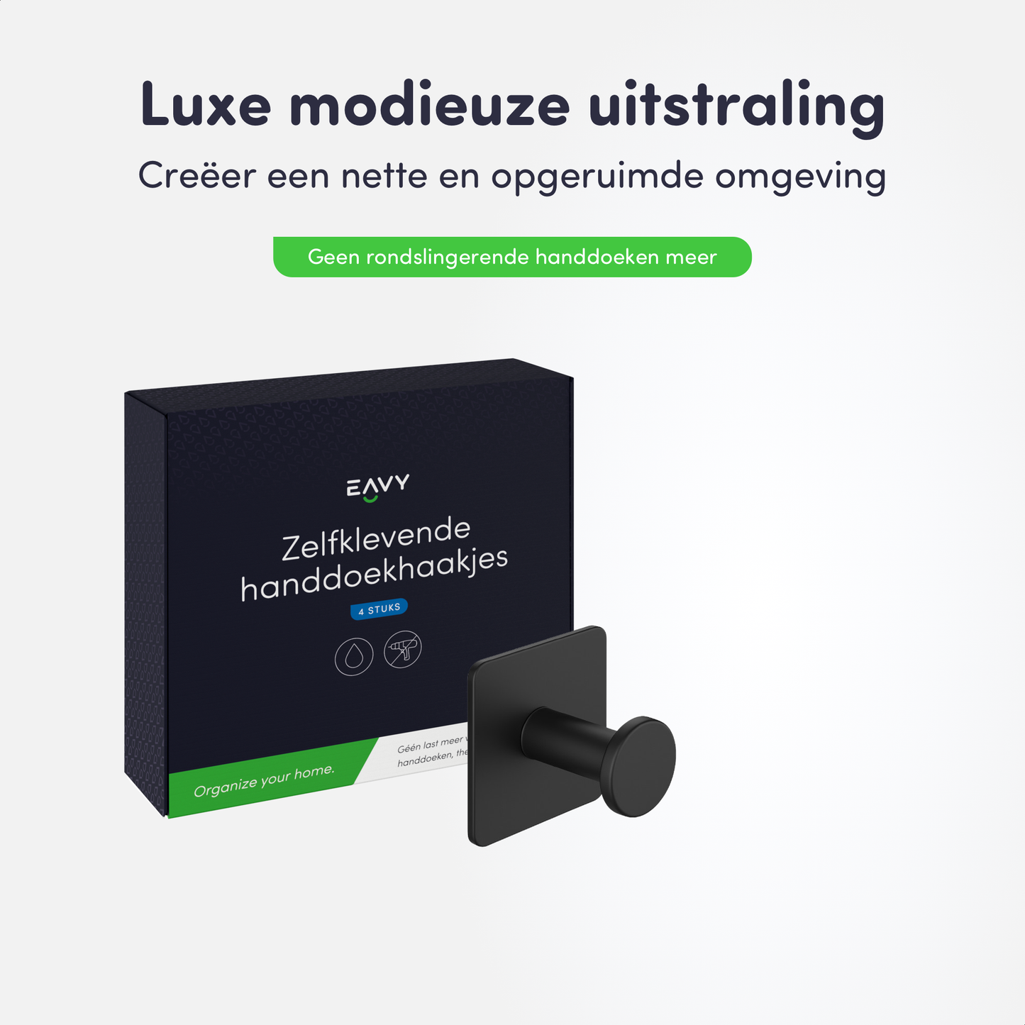 EAVY Zelfklevende Handdoekhaakjes – Set van 4 Handdoekhouders - RVS