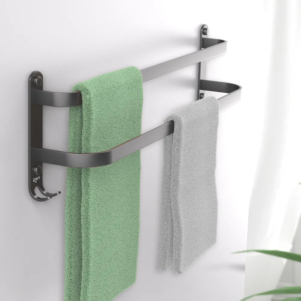 EAVY Handdoekrek - Handdoekhouders - Badkamer - 2 Handdoeken - Handdoekstang - Zwart - Eavy.nl