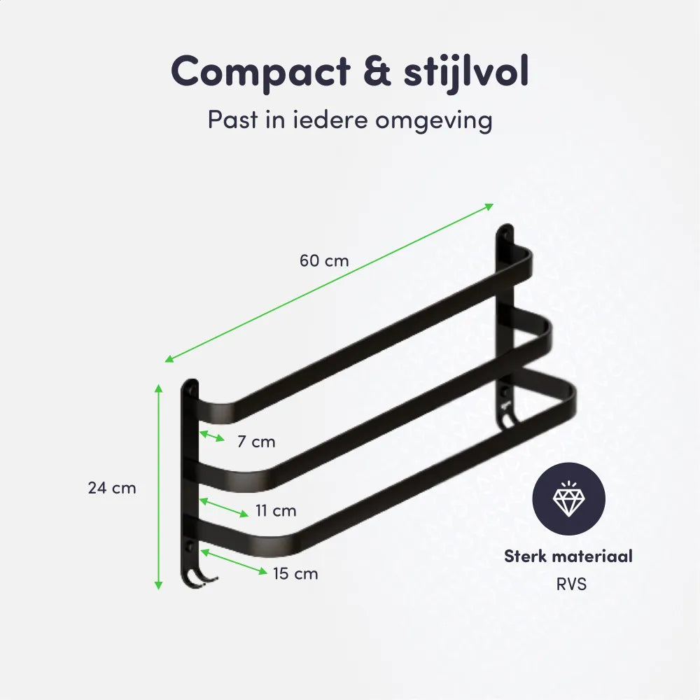 EAVY Handdoekrek Badkamer - Handdoekrekken - Handdoekhouder - Handdoekstang - Eavy.nl