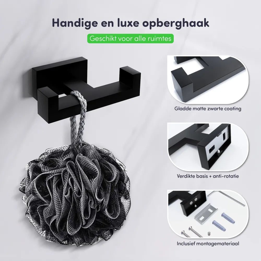Detailopname van EAVY enkele handdoekhaak met hoogwaardige afwerking