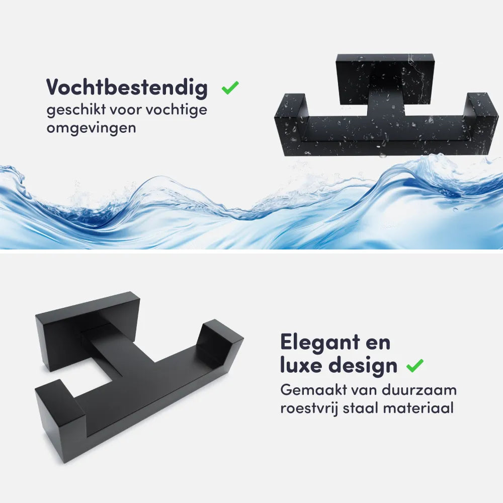 EAVY enkele handdoekhaak in gebruik met opgehangen handdoek
