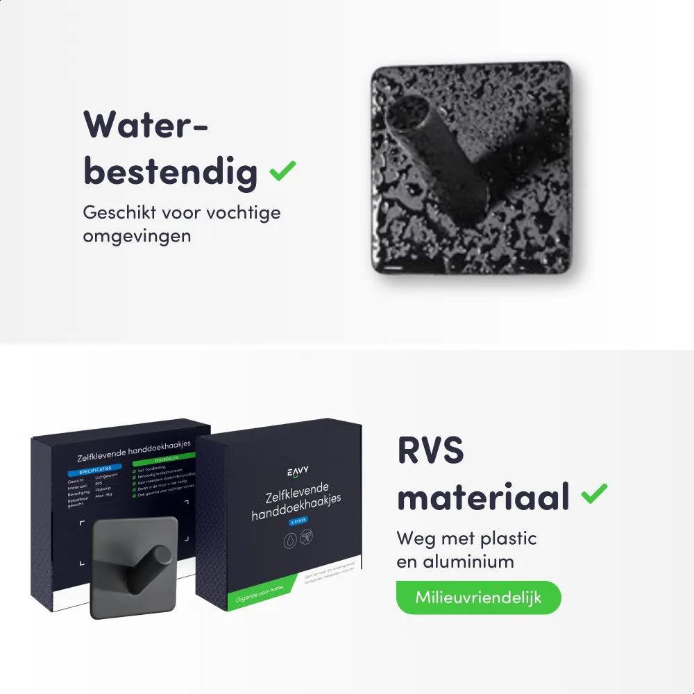 EAVY Handdoekhaakjes Zelfklevend - Set van 2 Handdoek Haakjes - EAVY.NL