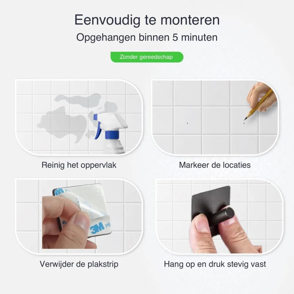 EAVY Handdoekhaakjes Zelfklevend - Set van 2 Handdoek Haakjes - Wandhaak - Handdoekhouder - Eavy.nl