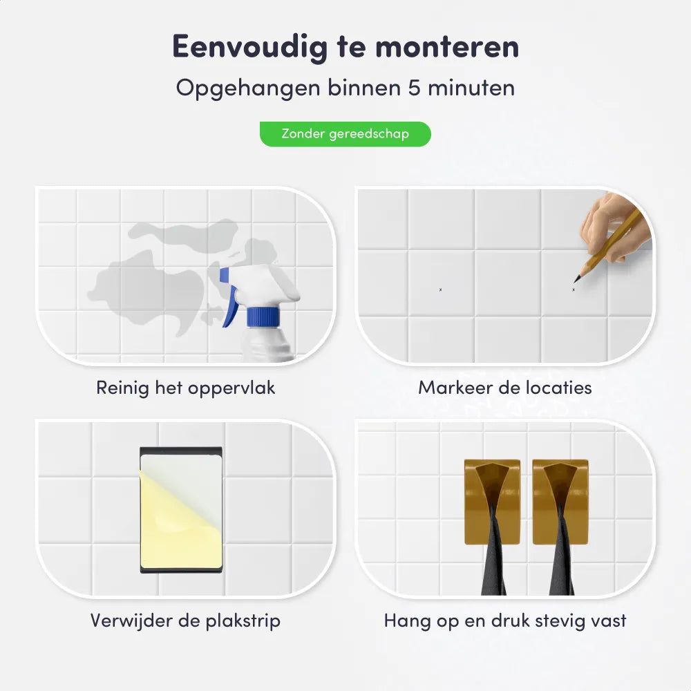 Monteren handdoekhaakje goud zonder boren