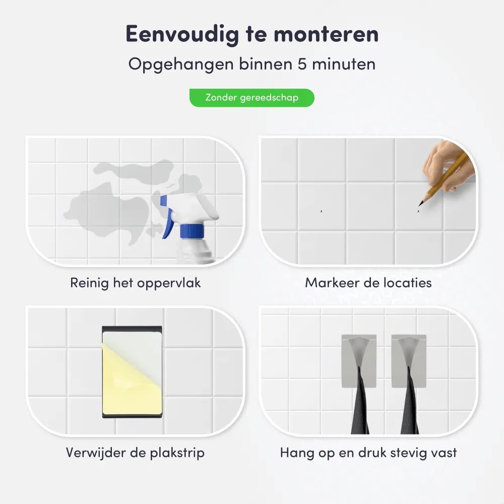 Handdoekhaakje zonder boren