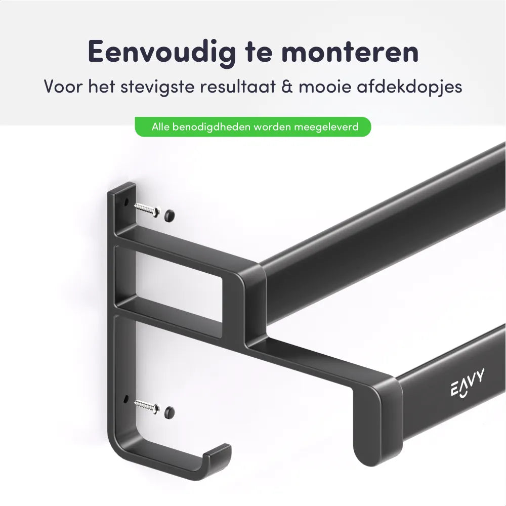 EAVY Handdoekrek Zwart 60 cm breed - EAVY.NL