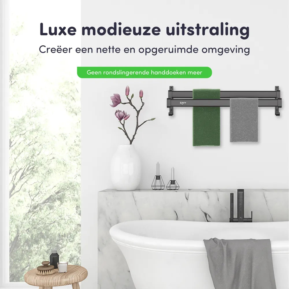 EAVY Handdoekrek Zwart 60 cm breed - EAVY.NL