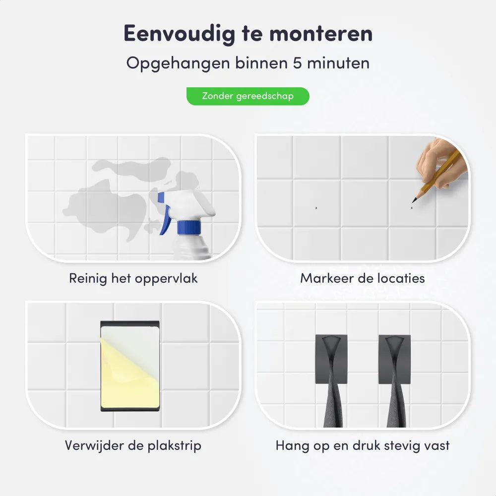 Handdoekhaakjes zonder boren