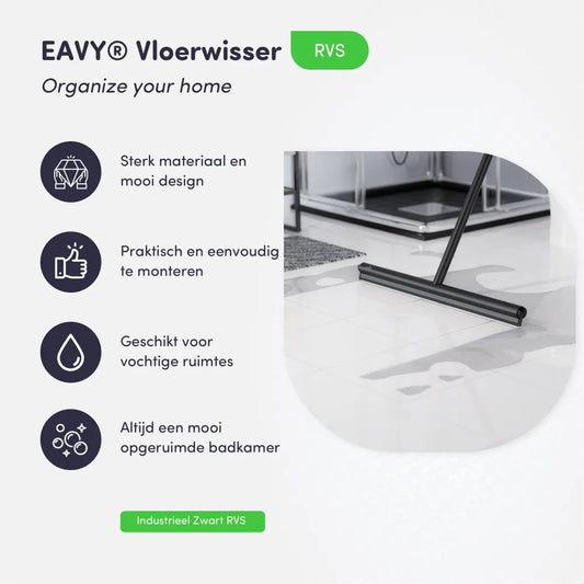 Vloertrekker zwart RVS