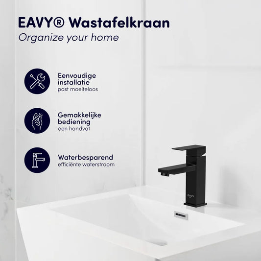 Voordelen EAVY wastafelkraan - zwart - rvs - eenvoudig aan te sluiten