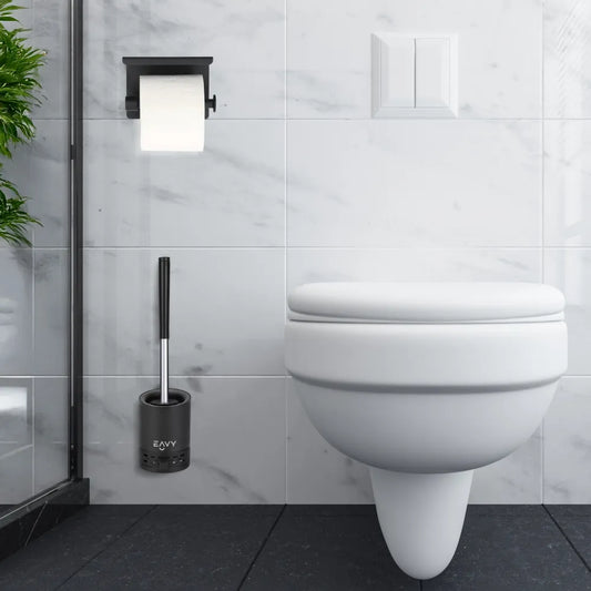 Toiletrolhouder en wc borstel zwart