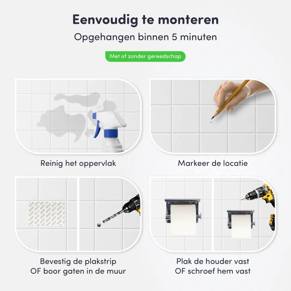 WC rol houder zonder boren