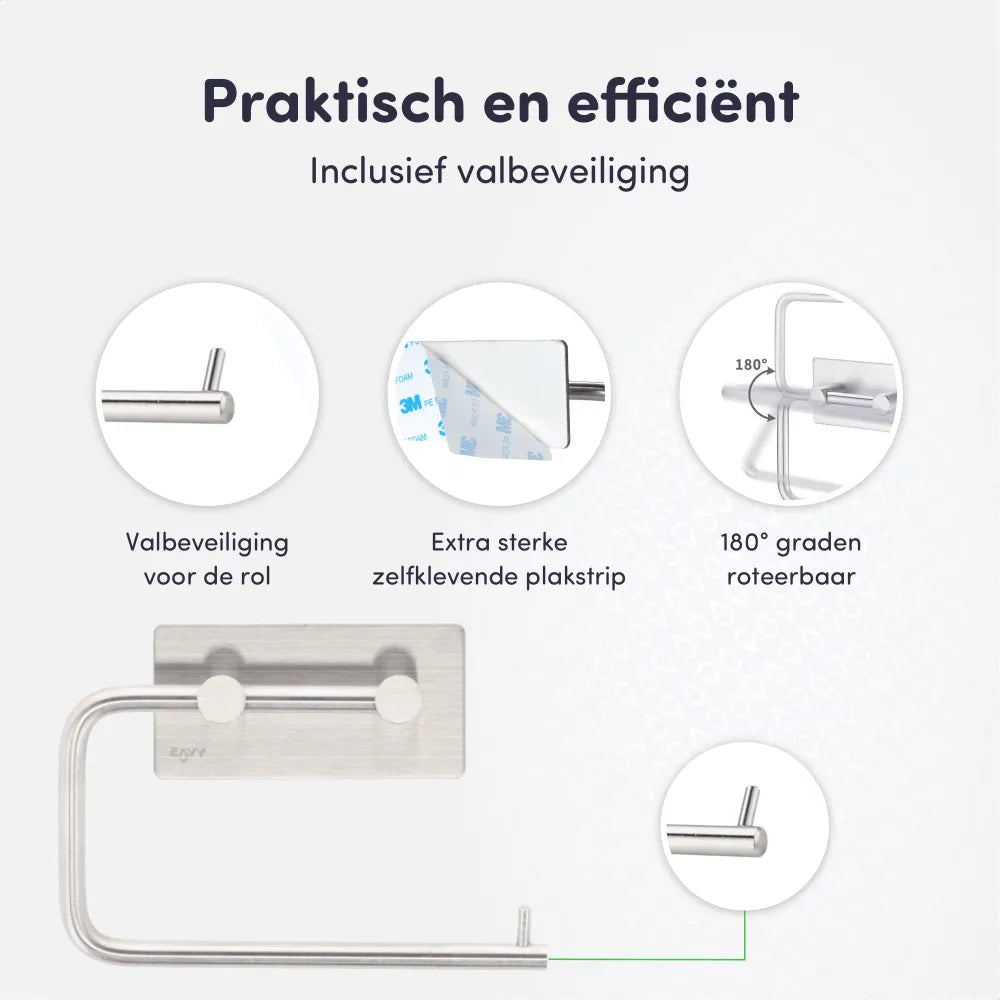 Toiletrolhouder zelfklevend rvs