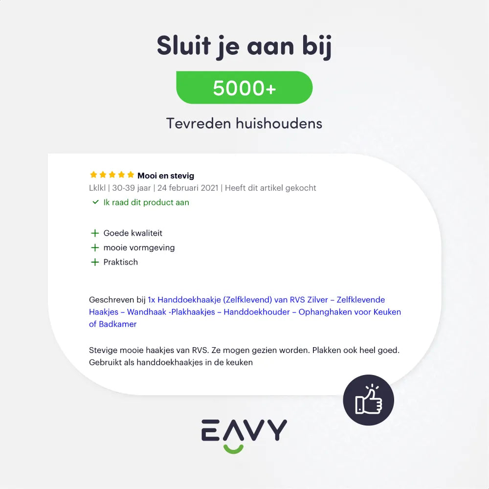 Klantervaringen met EAVY zelfklevende handdoekhaakjes - Reviews en beoordelingen