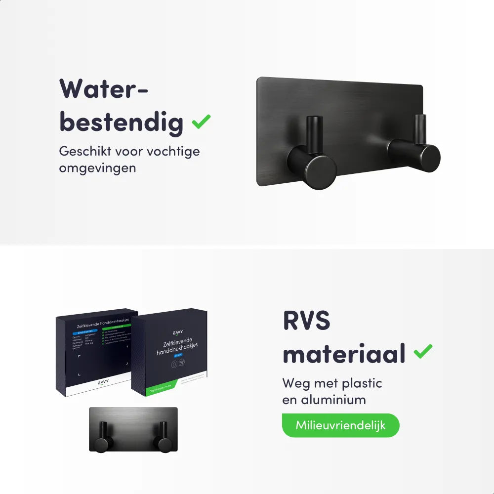 EAVY - Zelfklevende handdoekhouder - Gunmetal - RVS - EAVY.NL
