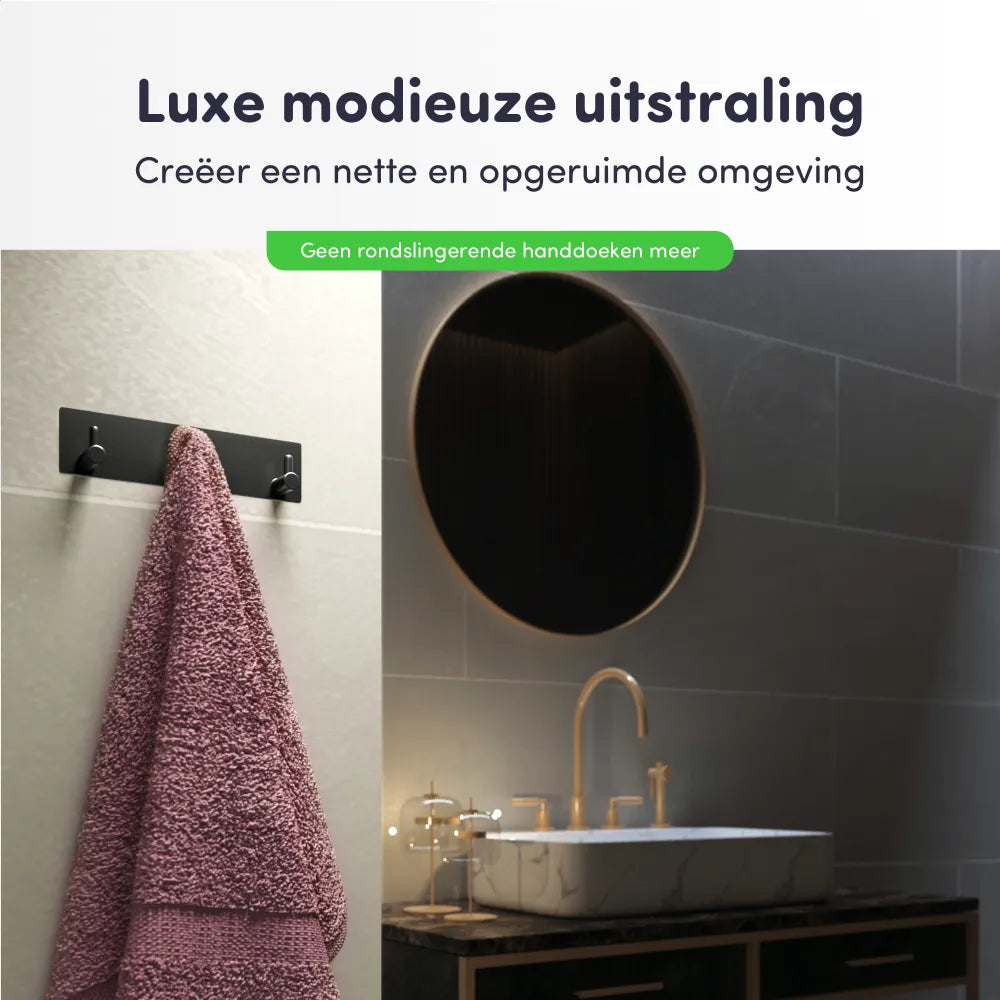 EAVY - Zelfklevende handdoekhouder - Gunmetal - RVS - EAVY.NL
