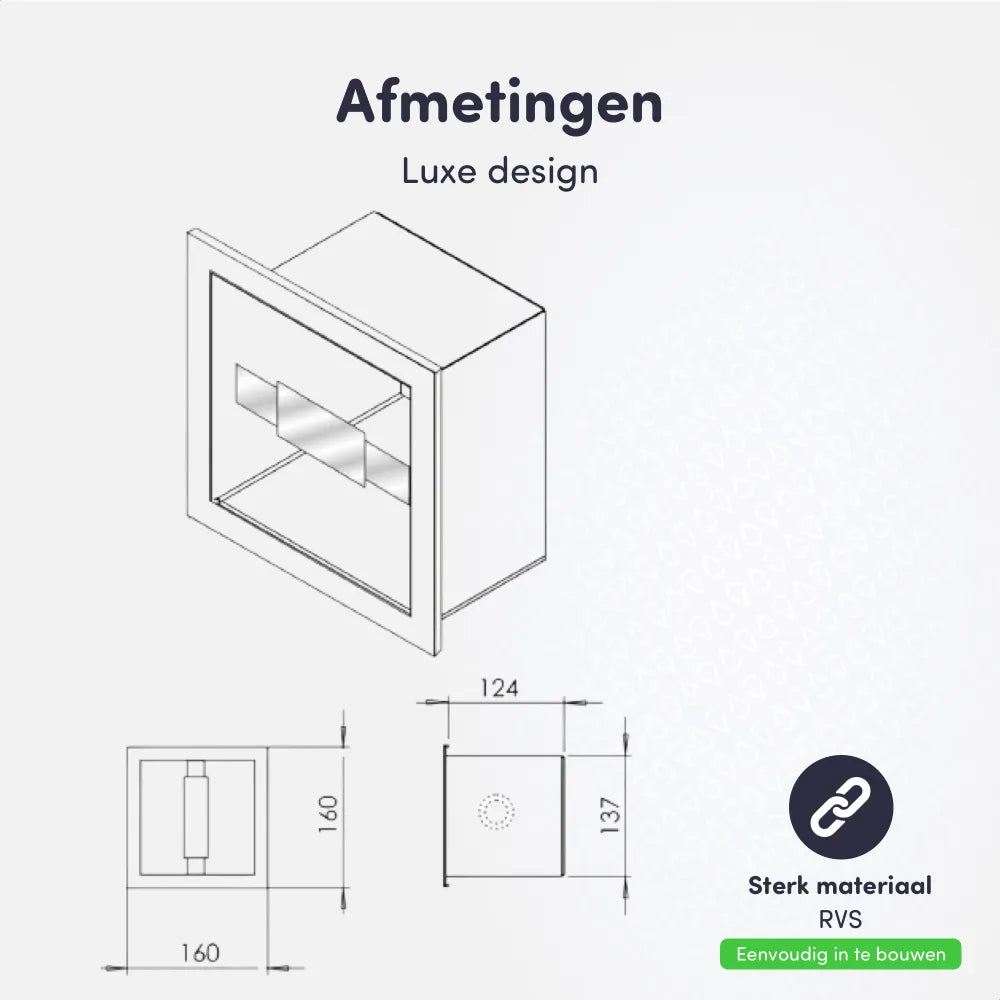 Toiletrolhouder Inbouw Zwart RVS - EAVY.NL