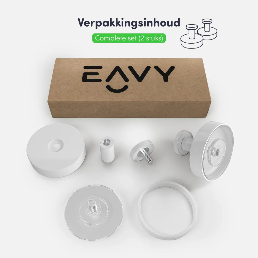 Zuignap met haak (2 stuks) - Handdoekhaakje - Wit - RVS