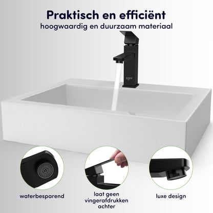 EAVY Wastafelkraan - Badkamer - Zwart - Inclusief Aansluit slangen