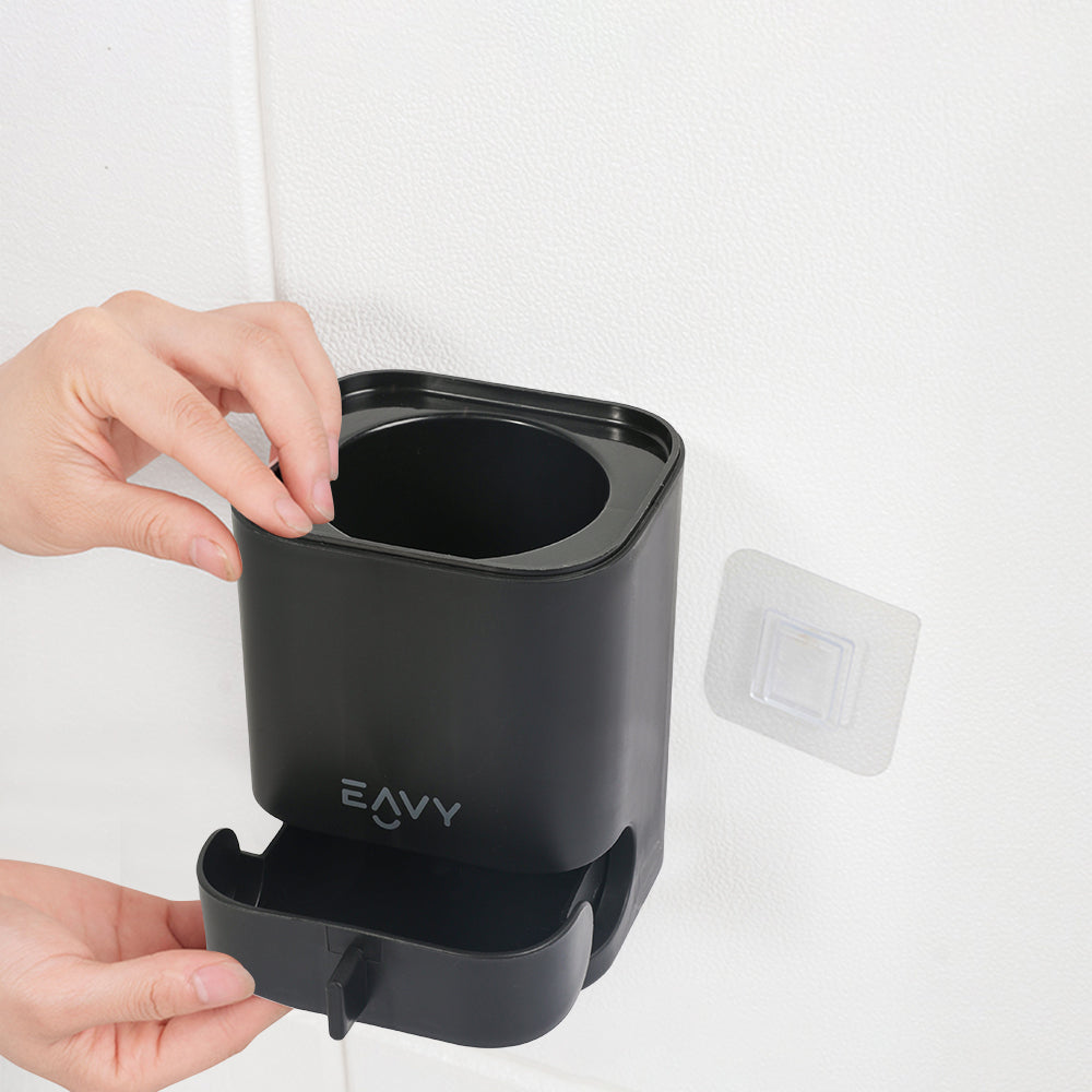 WC Borstel met Houder - Hygiënische Toiletborstelhouder Siliconen - Zwart - Vierkant - EAVY.NL