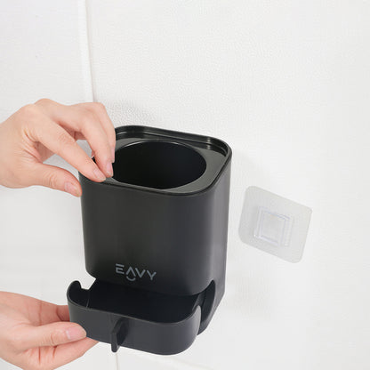 WC Borstel met Houder - Hygiënische Toiletborstelhouder Siliconen - Zwart - Vierkant - EAVY.NL