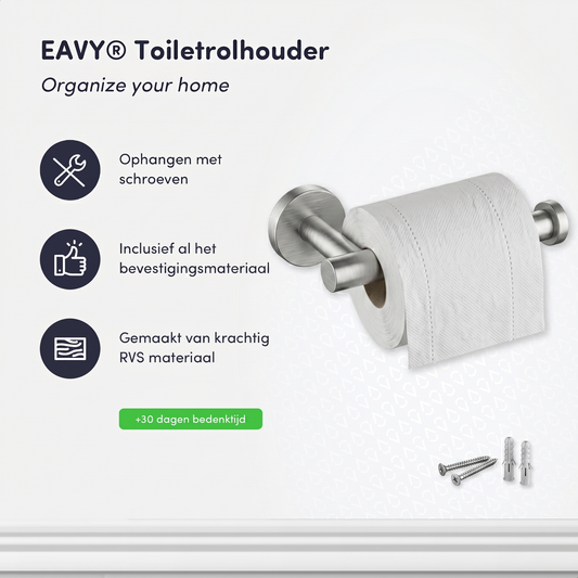 EAVY - Toiletrolhouder Zilver / RVS - Boren - Schroef