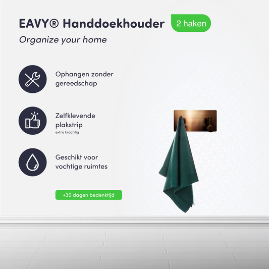 EAVY - Zelfklevende handdoekhaakjes RVS - Geborsteld Koper