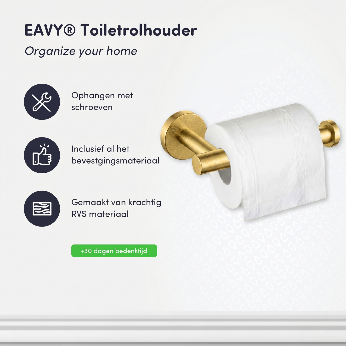 EAVY - Toiletrolhouder Goud - Boren - Schroef