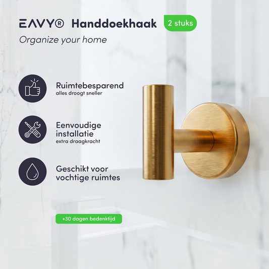 EAVY - Handdoekhaak set van 2 - Boren - Schroef - Goud