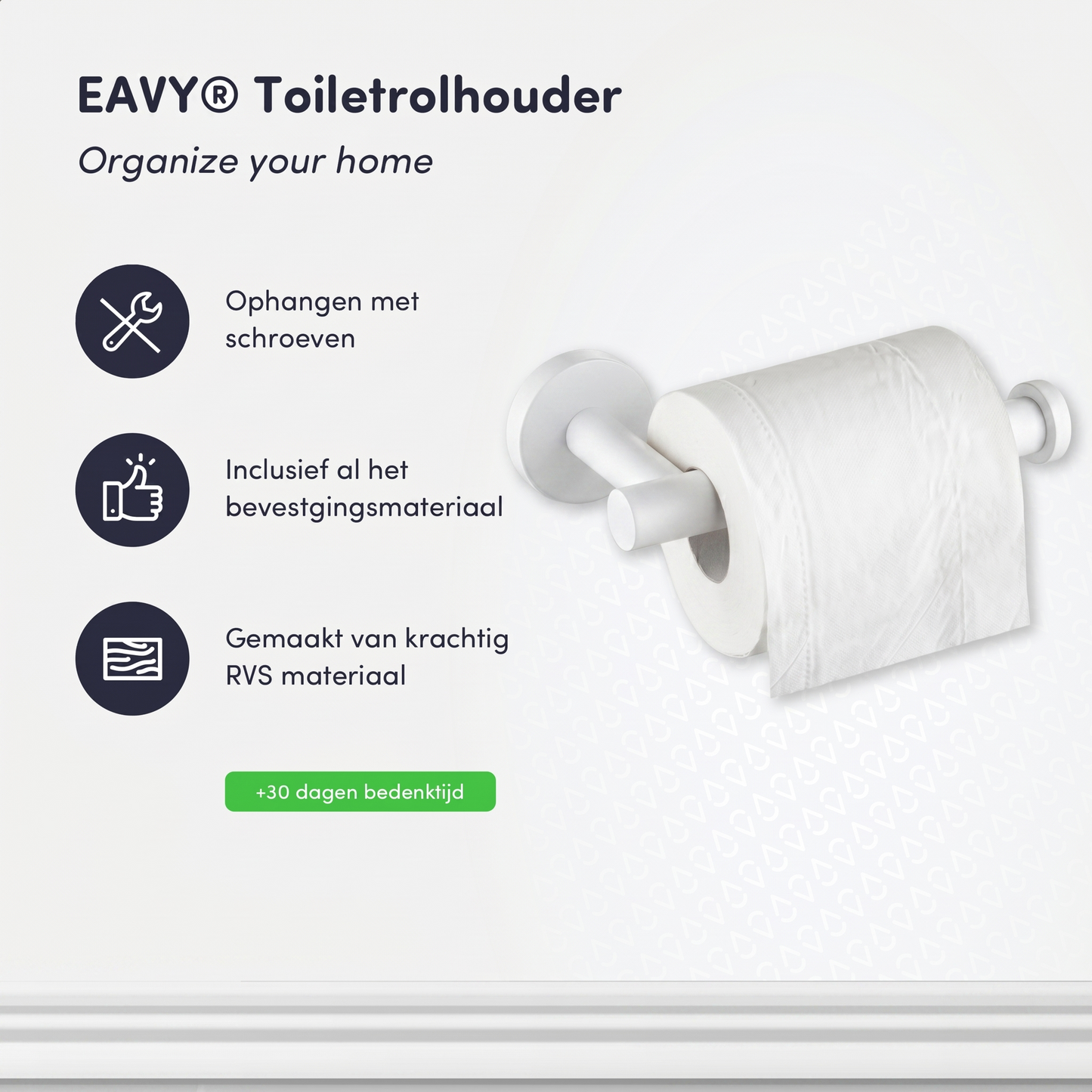 EAVY - Toiletrolhouder Wit- Boren - Schroef