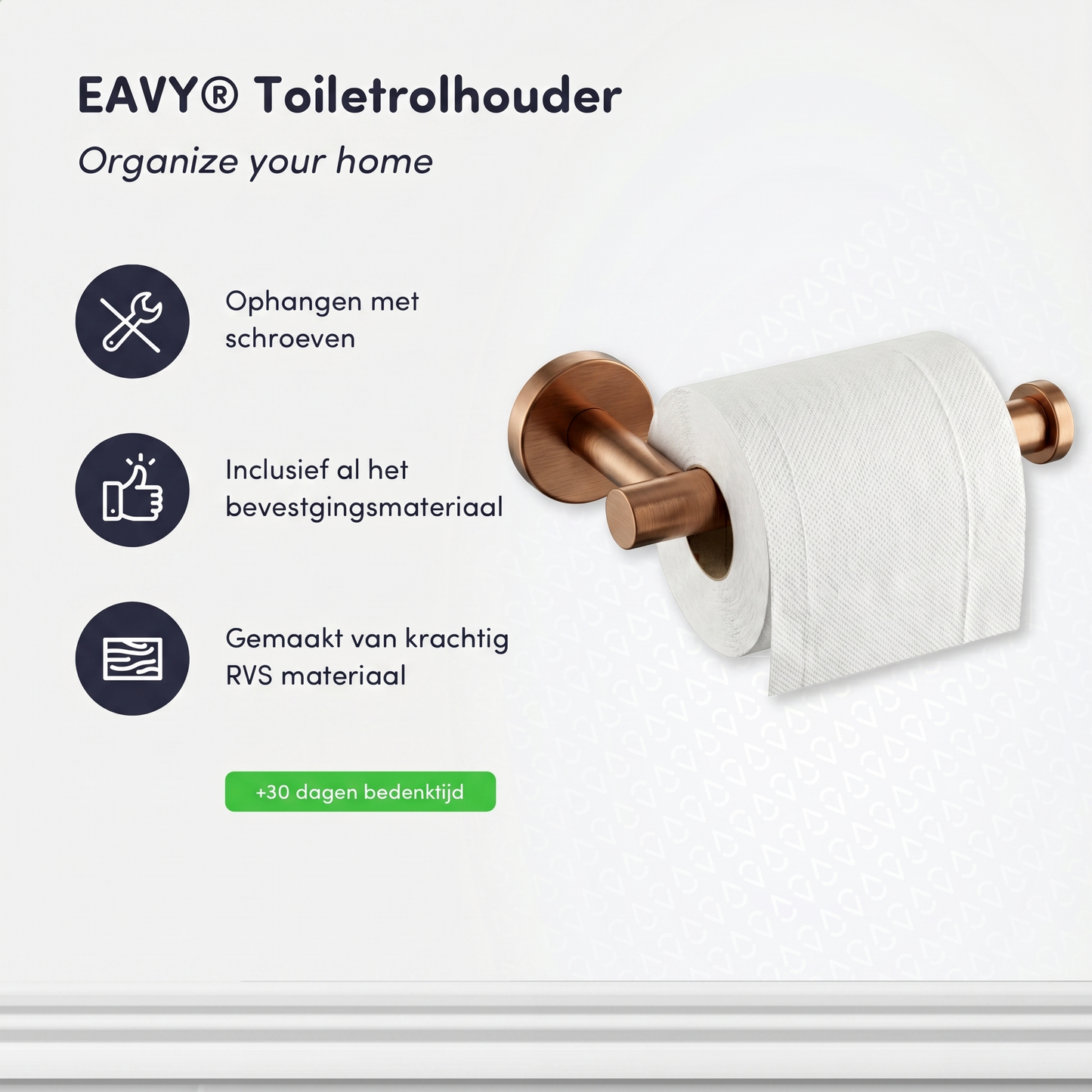 EAVY - Toiletrolhouder Geborsteld Koper - Boren - Schroef