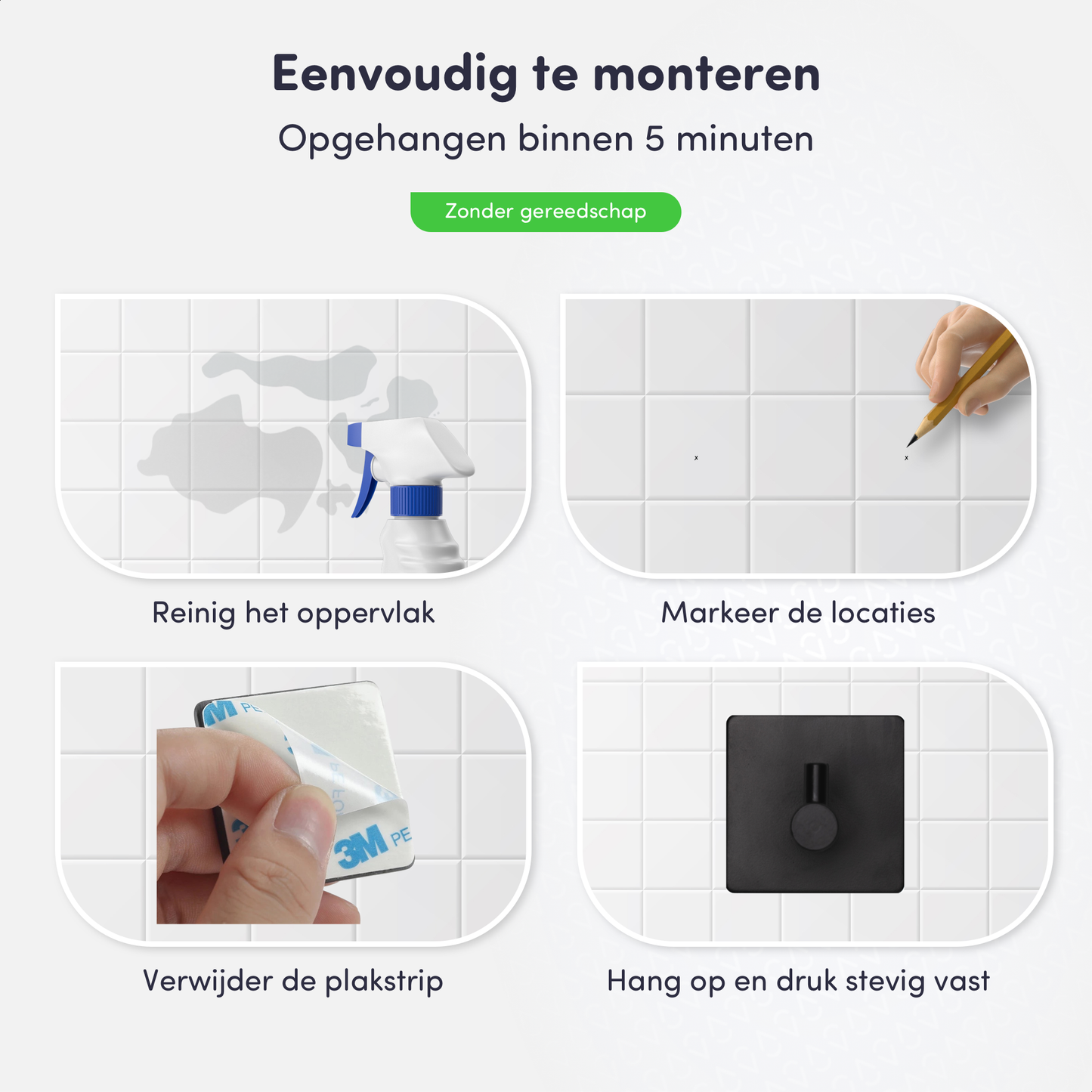 EAVY Handdoekhaakjes Zelfklevend Zwart - 2x Zelfklevende Haakjes - Handdoekhouder - Plakhaakjes - Wandhaak - EAVY.NL