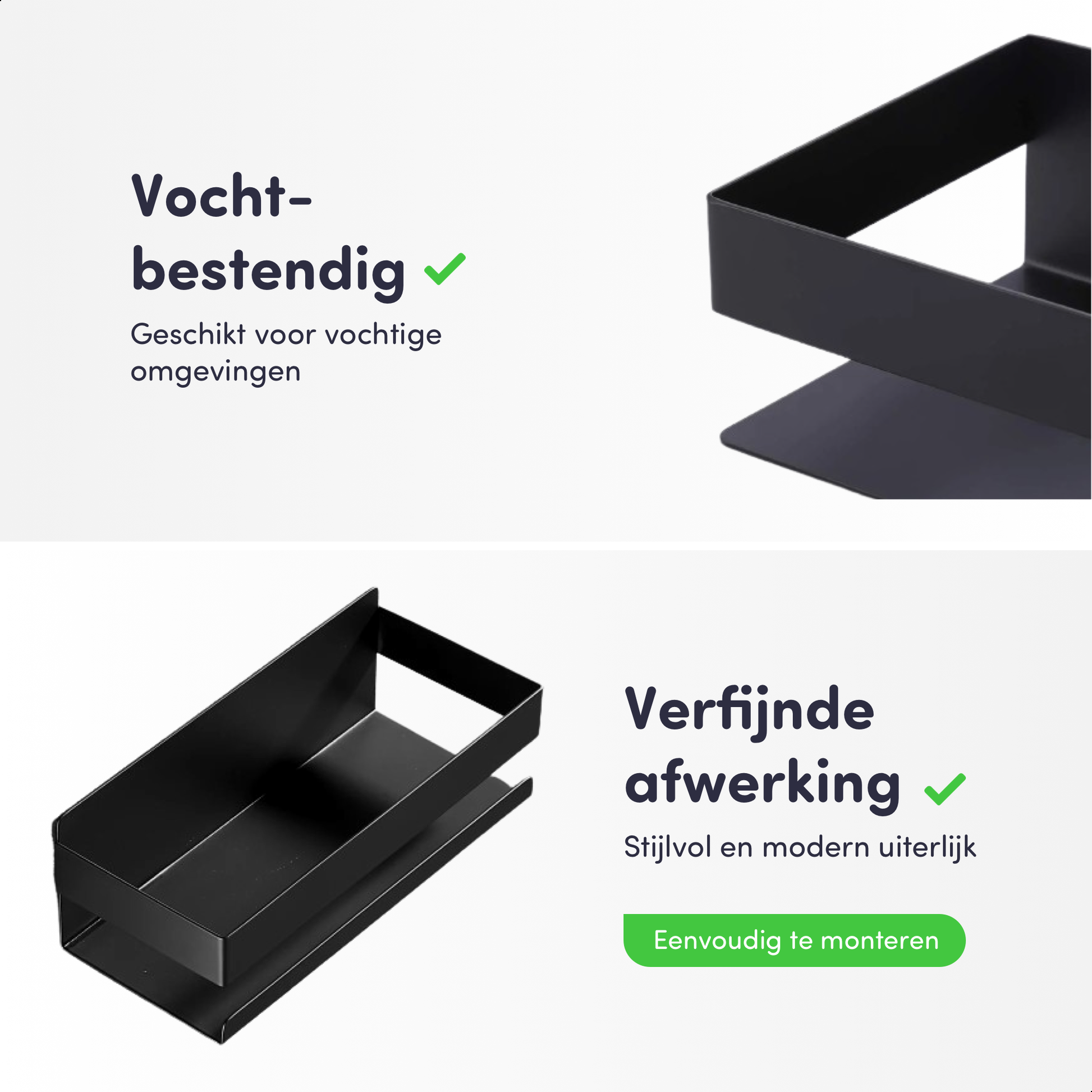 Badkamer plankje zwart rvs