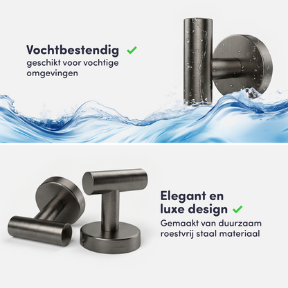 EAVY - Handdoekhaak set van 2 - Boren - Schroef - Gun Metal