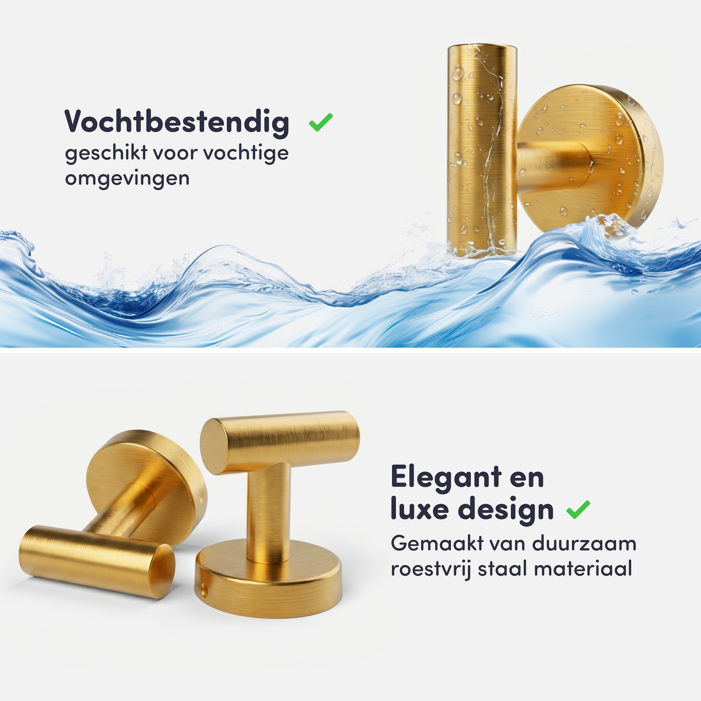 EAVY - Handdoekhaak set van 2 - Boren - Schroef - Goud