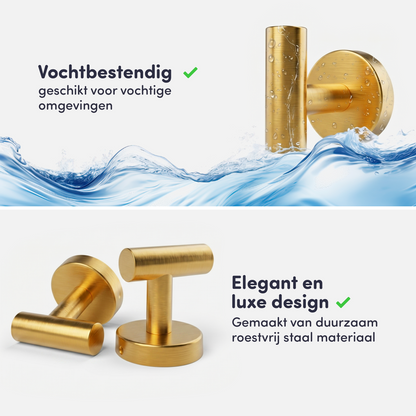 EAVY - Handdoekhaak set van 2 - Boren - Schroef - Goud