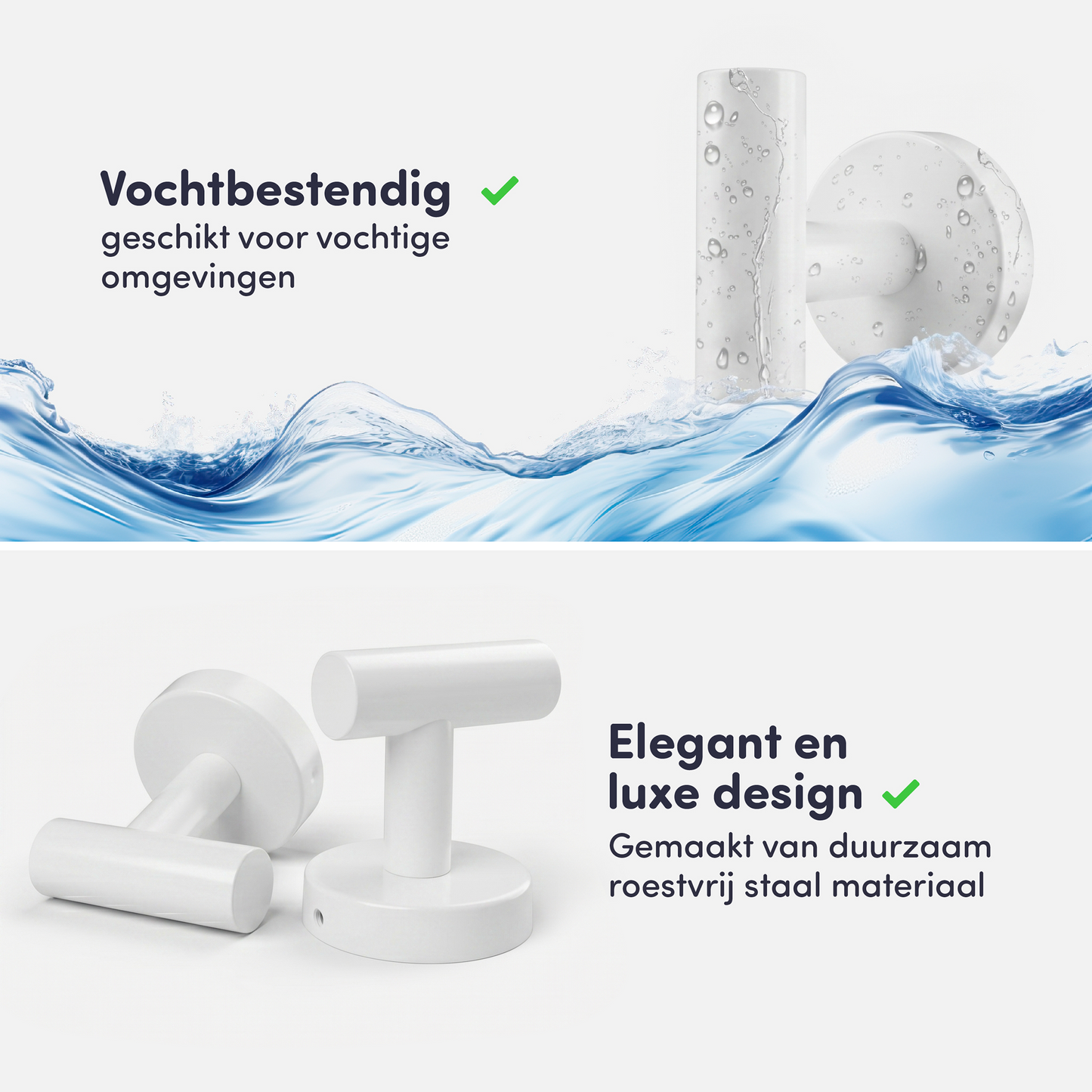 EAVY - Handdoekhaak set van 2 - Boren - Schroef - Wit