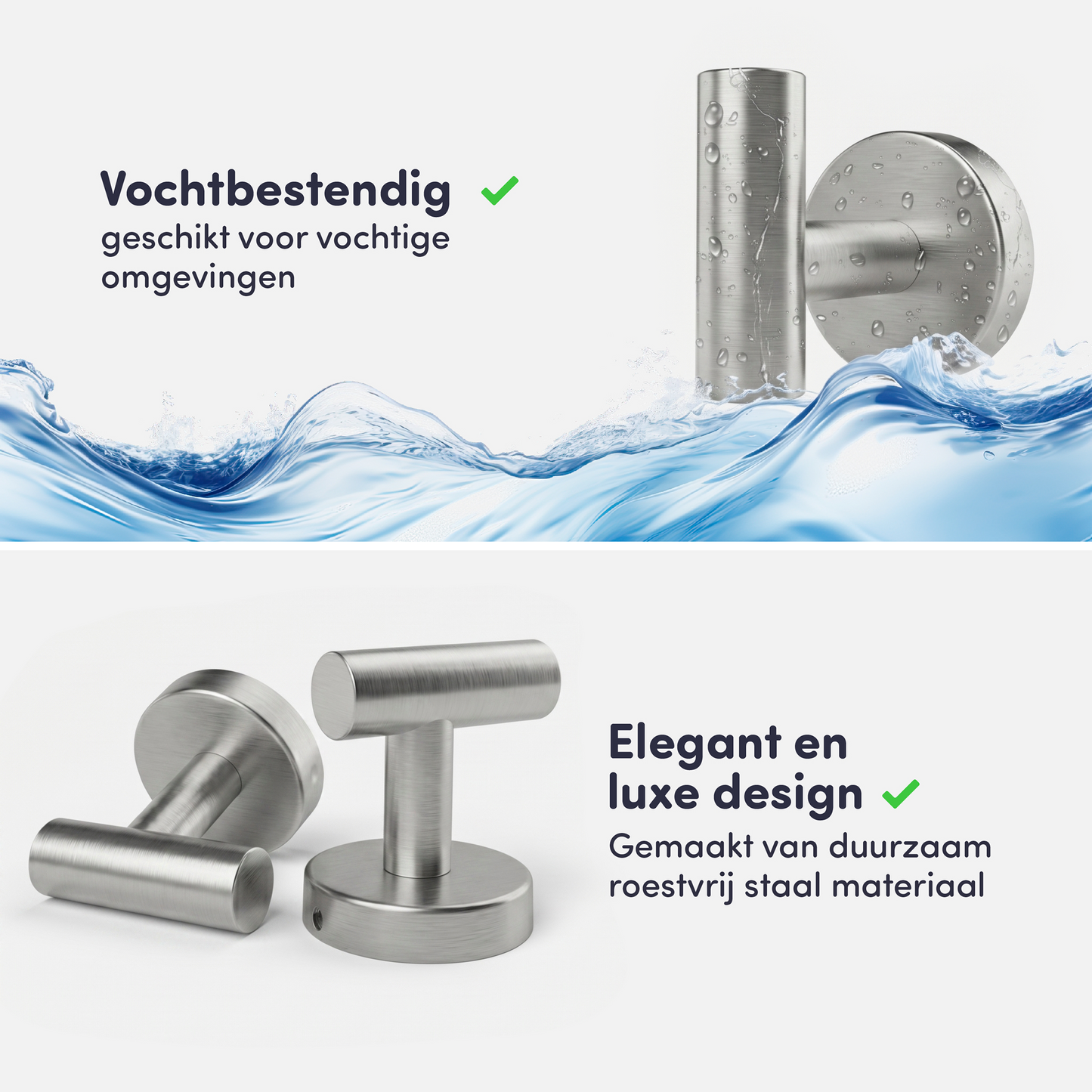 EAVY - Handdoekhaak set van 2 - Boren - Schroef - RVS