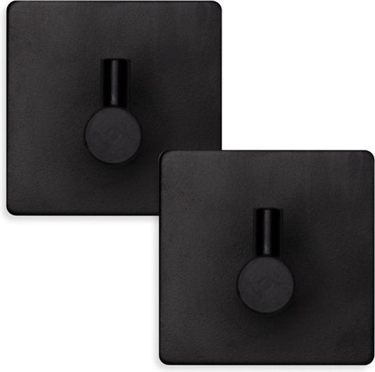 EAVY Handdoekhaakjes Zelfklevend Zwart - 2x Zelfklevende Haakjes - Handdoekhouder - Plakhaakjes - Wandhaak - EAVY.NL