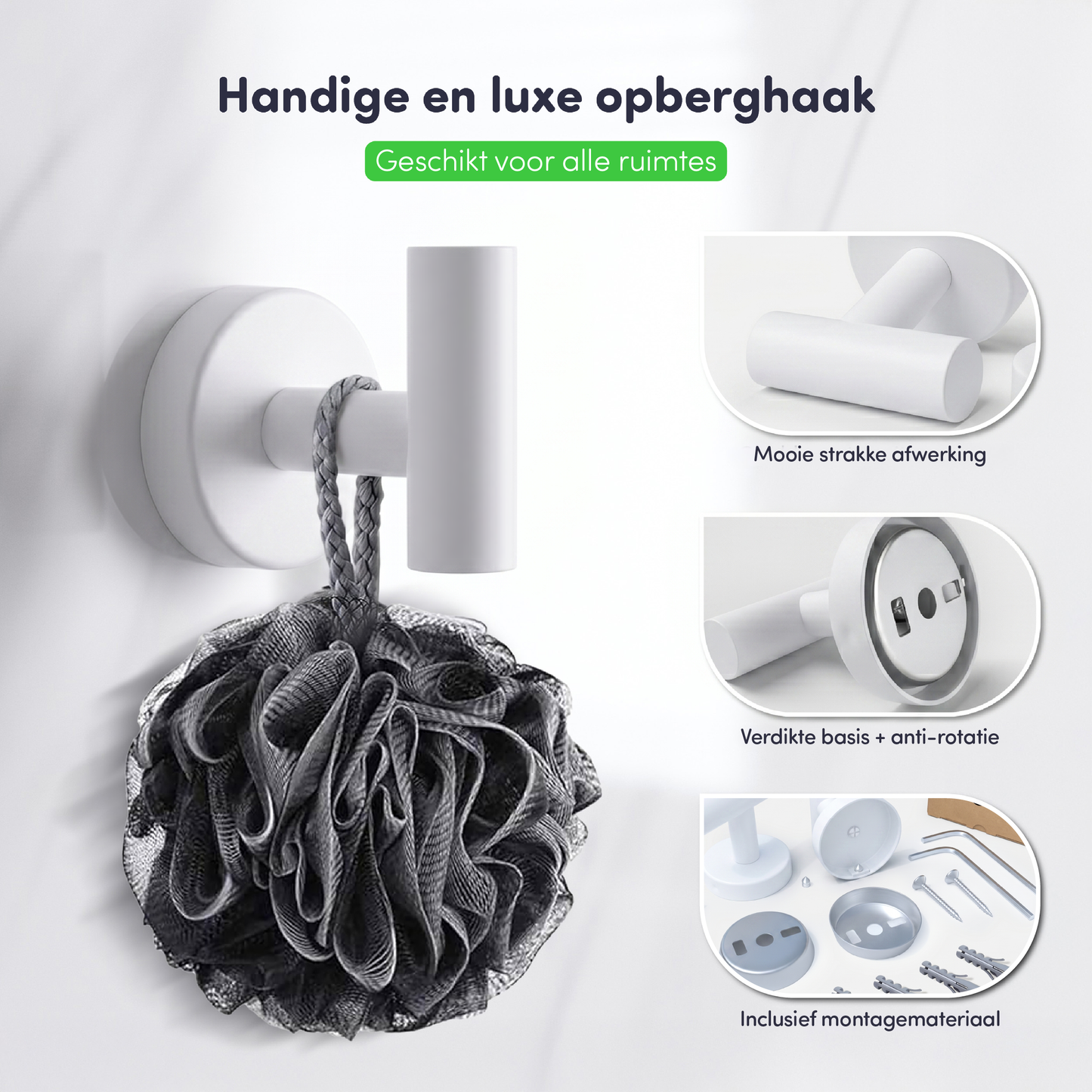 EAVY - Handdoekhaak set van 2 - Boren - Schroef - Wit