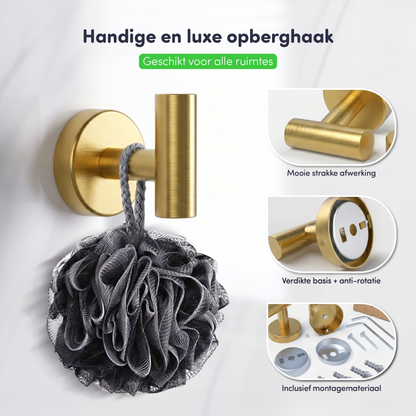 EAVY - Handdoekhaak set van 2 - Boren - Schroef - Goud