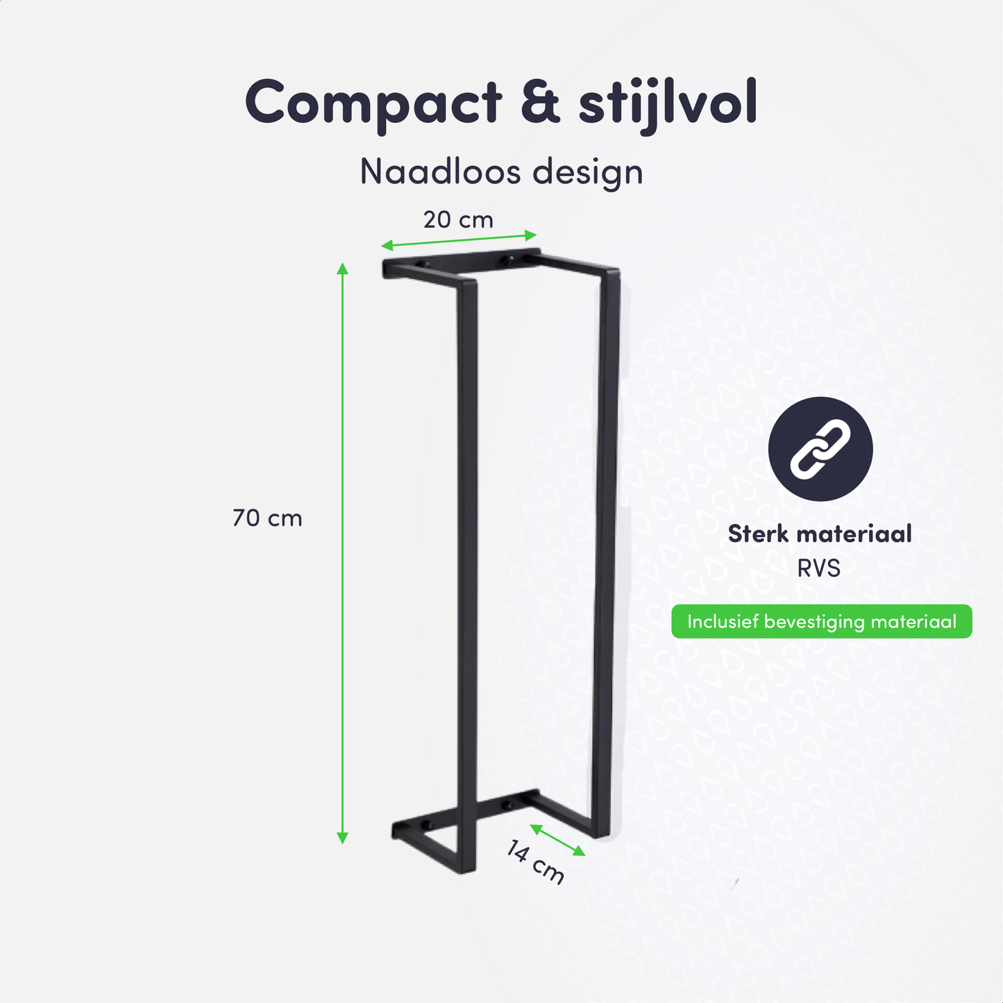 EAVY Handdoekenrek - 70x20x14 - Handdoekrek Mat Zwart - RVS - EAVY.NL