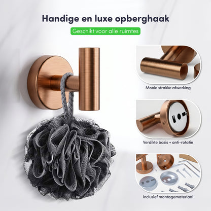 EAVY - Handdoekhaak set van 2 - Boren - Schroef - Geborsteld Koper