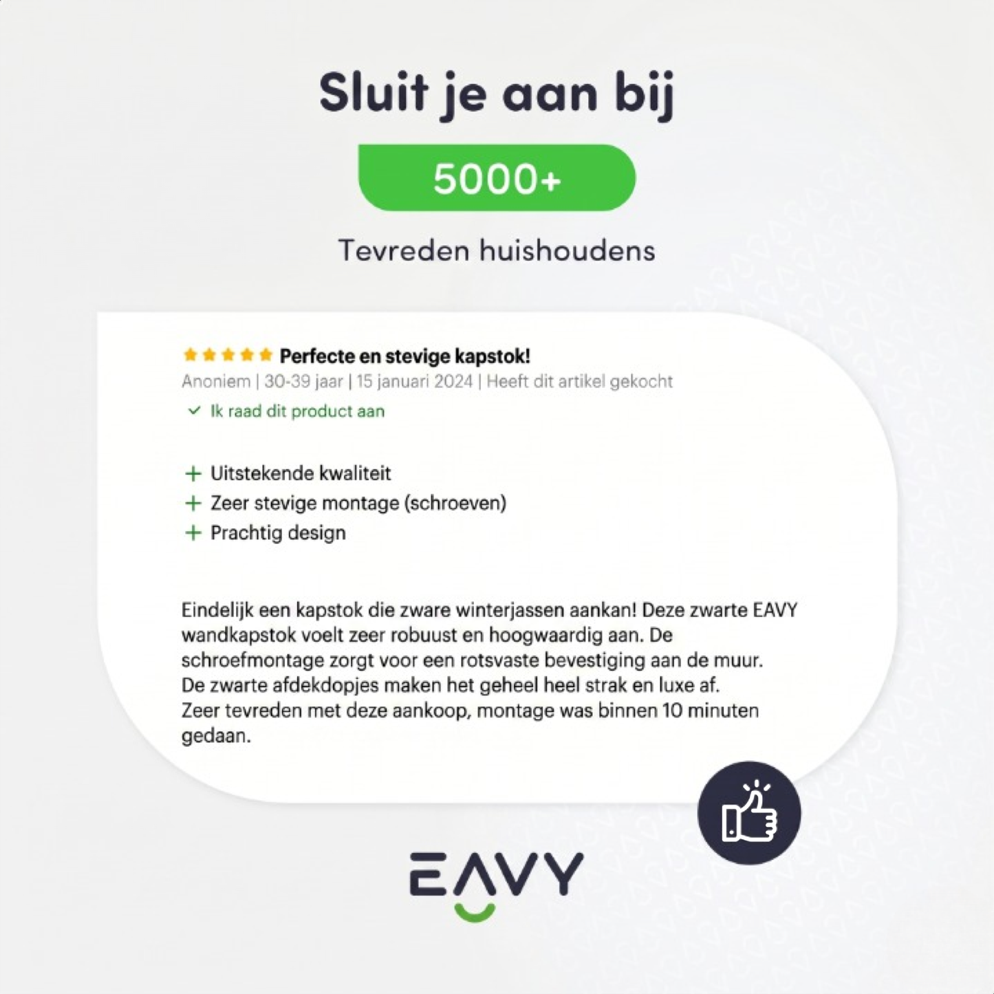 EAVY - Wandkapstok - Kapstok - Handdoekrek - 9 Haaks - 60 cm - RVS - Zwart