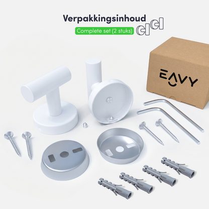EAVY - Handdoekhaak set van 2 - Boren - Schroef - Wit