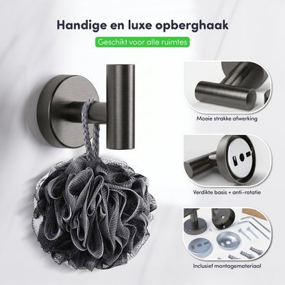 EAVY - Handdoekhaak set van 2 - Boren - Schroef - Gun Metal