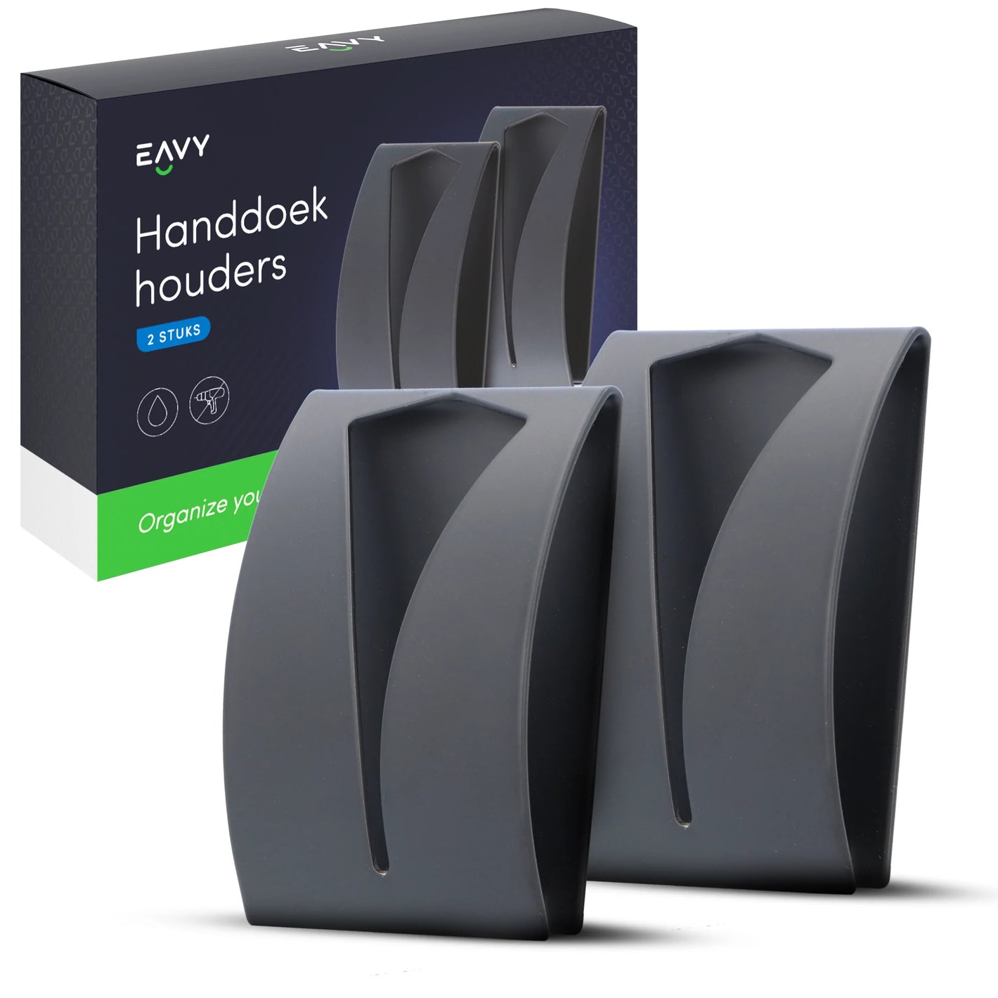 EAVY Zelfklevende Handdoekhaakjes Zwart